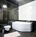 Interior of black and white bathroom Royalty Free Stock Photo