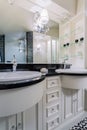 Interior of black and white bathroom Royalty Free Stock Photo