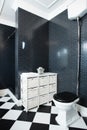 Interior of black and white bathroom Royalty Free Stock Photo