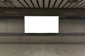 Interior with blank billboard on Subway station .Garage underground blank billboard on the sideway in Subway station.