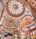 Interior of Blue mosque or Sultan Ahmed Mosque in Istanbul, Turkey Royalty Free Stock Photo