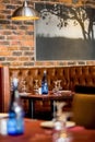 Interior of Booth style Restaurant Diner with Brown Interior