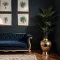 Interior of british colonial living room A modern classic armchair beside an antique sino-portuguese cabinet and luxury marble Royalty Free Stock Photo