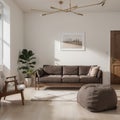 interior with brown sofa