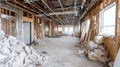 Interior Of A Building Under Renovation With Exposed Framework And Debris. Construction Site Showcasing Structural Royalty Free Stock Photo
