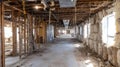 Interior Of A Building Under Renovation With Exposed Insulation And Wiring. Construction Site Showcasing Structural Royalty Free Stock Photo
