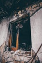 Interior of a burnt fire home Royalty Free Stock Photo