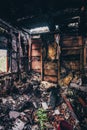 Interior of a burnt fire home Royalty Free Stock Photo