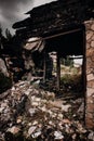 Interior of a burnt fire home Royalty Free Stock Photo