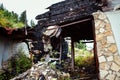 Interior of a burnt fire home Royalty Free Stock Photo