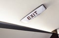 Interior in business aircraft with exit sign