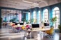 Interior Of Busy Modern Open Plan Office With Staff Royalty Free Stock Photo