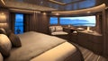 Interior cabin room Luxury cruise yacht Generative