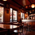 Interior of cafe cofee shop, with warm cozy traditional ambiance