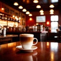 Interior of cafe cofee shop, with warm cozy traditional ambiance