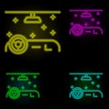 Interior car carwash neon color set icon. Simple thin line, outline vector of car wash icons for ui and ux, website or mobile