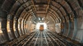 the interior of a cargo plane filled with stacked pallets and containers Royalty Free Stock Photo