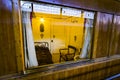 Interior carriages of the train compartment in the museum of the railway in Madrid. Royalty Free Stock Photo