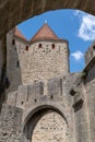 Interior castle Carcassonne fortified town in france