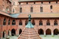 Interior castle courtyard with a well Malbork. The Castle of the Teutonic Order in Malbork by the Nogat river. Poland. Brickwork Royalty Free Stock Photo