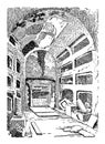 Interior of the Catacombs vintage illustration