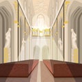 Interior of Cathedral Church or Catholic Basilica Royalty Free Stock Photo