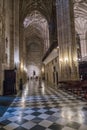 Interior of Cathedral of the incarnation, detail of vault formed by pointed arches, soil formed by tiles of white and black marble Royalty Free Stock Photo