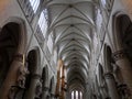 Interior of The Cathedral of St. Michael and St. Gudula. Brussels, Belgium. Royalty Free Stock Photo