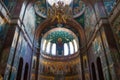 Interior of Cathedral of St. Panteleimon the Great Martyr in the New Athos Monastery. The cathedral, built in 1888-1900