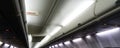 The interior ceiling of an aircraft