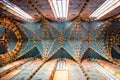 Interior Ceiling of St. Mary's Basilica, a Brick Gothic church adjacent to the Main Market Square in Krakow Royalty Free Stock Photo