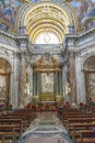 interior of the central nave facing the altar of the church of Santa Agnese in Agone located in Piazza Navona, Rome, Italy Royalty Free Stock Photo