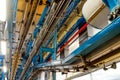 Interior of a chemical industry, detail of the piping line and conduits for the electrical system Royalty Free Stock Photo