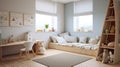 Interior of childrenÃ¢â¬â¢s room, Scandinavian design with wood furniture