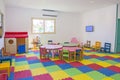 Interior of childrens play room kids club in hotel