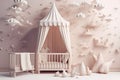 Interior of the childroom. sleeping place. Generative AI Royalty Free Stock Photo