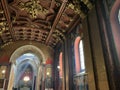 Interior of the church of the Armenian cathedral with a ray of light falling through the window Royalty Free Stock Photo