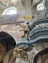 Interior of the church in the Cistercian Archabbey in Jedrzejow, Poland. King David with a