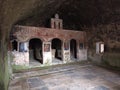 the interior of the church dug into the rock in Corbi commune Royalty Free Stock Photo