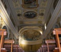 Interior of the Church. Gothic Atmosphere, Church Walk. Benches and stained glass? Paintings on the Walls, Icons in the Church.