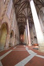 Interior of the Church of the Jacobins, with nave pillars extending 28m upwards to support the Gothic vault roof, Toulouse