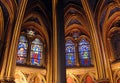 Interior of the Church La Sainte-Chapelle with wonderful stained glass windows Paris France Royalty Free Stock Photo