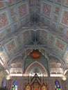 The interior of church of Niwet Thammaprawat temple. Beautiful inside roof, Ayutthaya, Thailand.