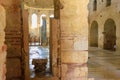 Interior in the church of St. Nicholas, Demre, Turkey. Background of an antique temple or backdrop of an ancient church Royalty Free Stock Photo