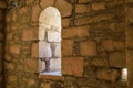 Interior in the church of St. Nicholas, Demre, Turkey. Background of an antique temple or backdrop of an ancient church Royalty Free Stock Photo