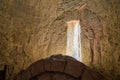 Interior in the church of St. Nicholas, Demre, Turkey. Background of an antique temple or backdrop of an ancient church Royalty Free Stock Photo