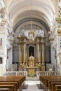 The interior of the Church Trinita dei Monti atop the Spanish steps in Rome. It is located on the very top of the Pinchio hil Royalty Free Stock Photo