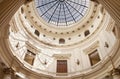 Interior of a classic architecture building with a glass roof.