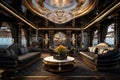 Interior of a classic baroque interior. 3D rendering, private ship interior exuding luxury and grandeur, AI Generated