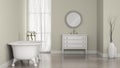 Interior of classic bathroom with round mirror and vases Royalty Free Stock Photo